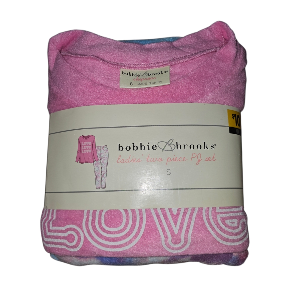 Bobbie Brooks Love Pajama Set Size Small Pink Tie Dye‎ 2 Piece Sleepwear